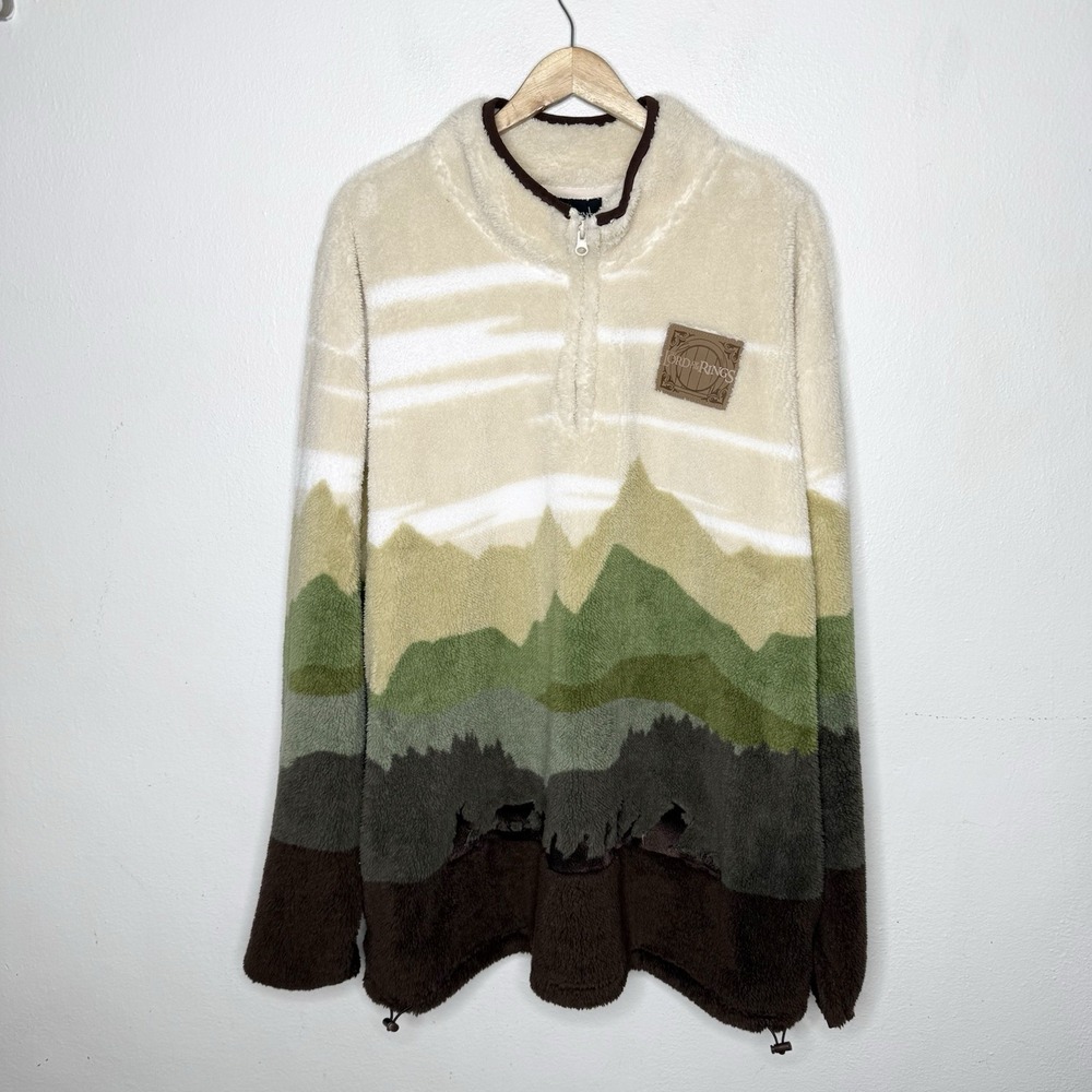 New Boxlunch Lord Of The Rings Scenic Sherpa 1/4 Zip Mountains Men's 2X